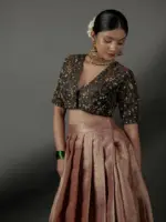 Black Embroidered Raw Silk Blouse - Image 3