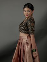 Black Embroidered Raw Silk Blouse - Image 4