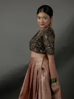 Black Embroidered Raw Silk Blouse - Image 4