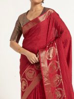 Red Banarasi Georgette Silk Saree - Image 5