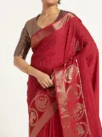 Red Banarasi Georgette Silk Saree - Image 5