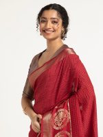 Red Banarasi Georgette Silk Saree - Image 4