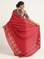Red Banarasi Georgette Silk Saree - Image 3