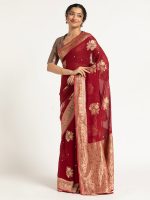 Madder Red Banarasi Georgette Silk Saree - Image 2