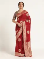 Madder Red Banarasi Georgette Silk Saree
