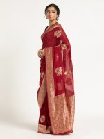 Madder Red Banarasi Georgette Silk Saree - Image 5