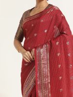 Dark Pink Banarasi Georgette Silk Saree, - Image 5