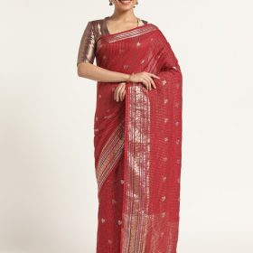 Dark Pink Banarasi Georgette Silk Saree,