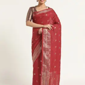 Dark Pink Banarasi Georgette Silk Saree,