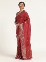 Dark Pink Banarasi Georgette Silk Saree, - Image 4