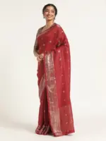 Dark Pink Banarasi Georgette Silk Saree, - Image 4