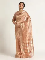 Powder Pink Banarasi Handloom Tissue Silk Saree