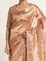 Powder Pink Banarasi Handloom Tissue Silk Saree - Image 4
