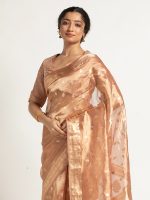 Powder Pink Banarasi Handloom Tissue Silk Saree - Image 2
