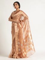 Powder Pink Banarasi Handloom Tissue Silk Saree - Image 3