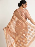 Powder Pink Banarasi Handloom Tissue Silk Saree - Image 5