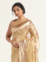 Sea Green Banarasi Handloom Tissue Silk Saree - Image 2