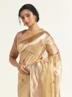 Sea Green Banarasi Handloom Tissue Silk Saree - Image 2