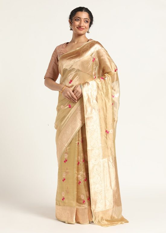 Sea Green Banarasi Handloom Tissue Silk Saree