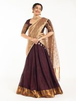 Dark Brown Silk Lehenga Set of 3 - Image 3