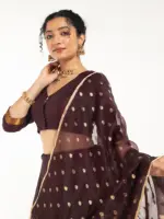 Dark Brown Silk Lehenga Set of 3 - Image 2