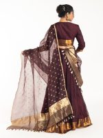 Dark Brown Silk Lehenga Set of 3 - Image 3