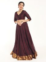 Dark Brown Silk Lehenga Set Of 2 - Image 2