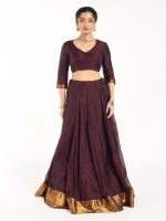 Dark Brown Silk Lehenga Set Of 2