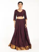Dark Brown Silk Lehenga Set Of 2