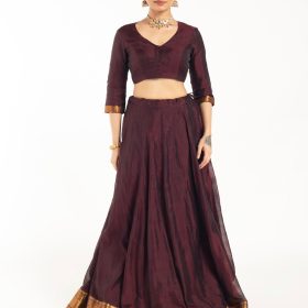 Dark Brown Silk Lehenga Set Of 2