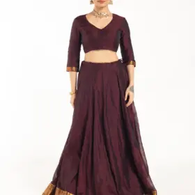 Dark Brown Silk Lehenga Set Of 2