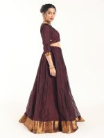 Dark Brown Silk Lehenga Set Of 2 - Image 3