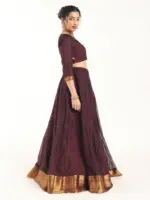 Dark Brown Silk Lehenga Set Of 2 - Image 3