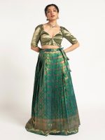 Emerald Green Banarasi Silk Lehenga Set of 2