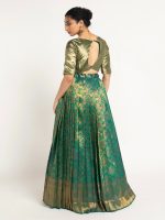 Emerald Green Banarasi Silk Lehenga Set of 2 - Image 2
