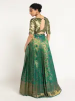 Emerald Green Banarasi Silk Lehenga Set of 2 - Image 2