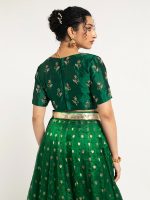 Bottle Green Tissue Silk Lehenga (Set of 2) - Image 4