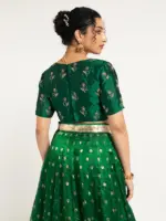 Bottle Green Tissue Silk Lehenga (Set of 2) - Image 4