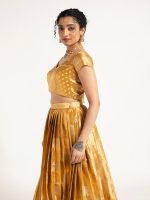 Mustard Yellow Banarasi Silk Lehenga ( Set of 2) - Image 2