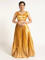 Mustard Yellow Banarasi Silk Lehenga ( Set of 2)