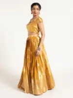 Mustard Yellow Banarasi Silk Lehenga ( Set of 2) - Image 4