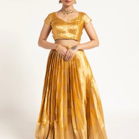 Mustard Yellow Banarasi Silk Lehenga ( Set of 2)
