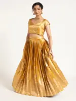 Mustard Yellow Banarasi Silk Lehenga ( Set of 2) - Image 3