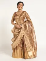 Brown Banarasi Silk Lehenga ( Set of 3 )
