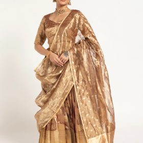 Brown Banarasi Silk Lehenga ( Set of 3 )