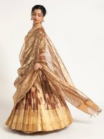 Brown Banarasi Silk Lehenga ( Set of 3 ) - Image 2