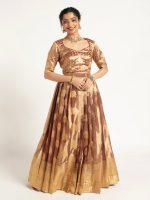 Brown Banarasi Silk Lehenga ( Set of 2 ) - Image 5