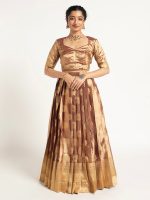 Brown Banarasi Silk Lehenga ( Set of 2 )