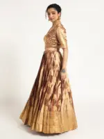 Brown Banarasi Silk Lehenga ( Set of 2 ) - Image 4