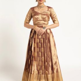 Brown Banarasi Silk Lehenga ( Set of 2 )